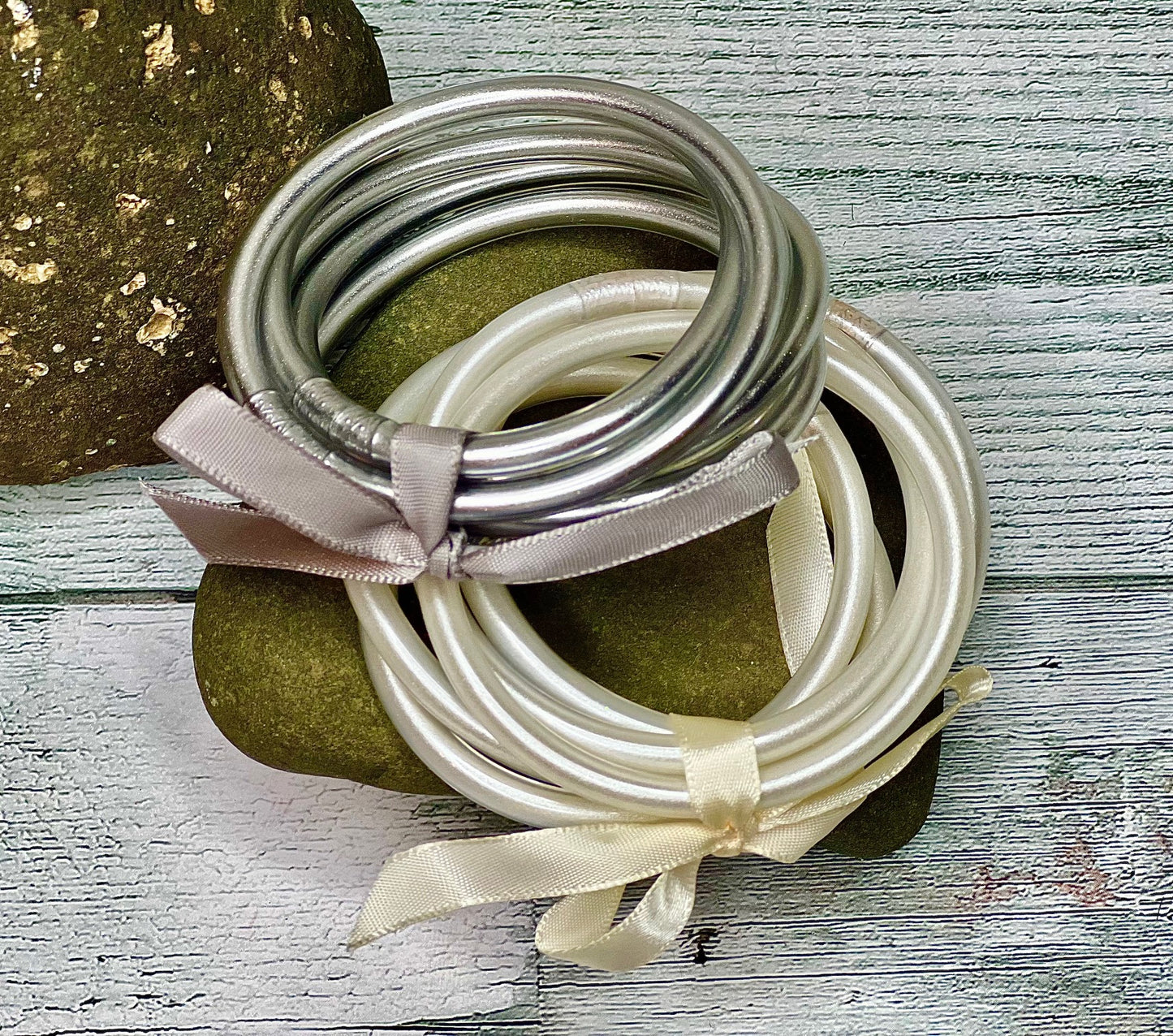 SILVER JELLY BANGLES